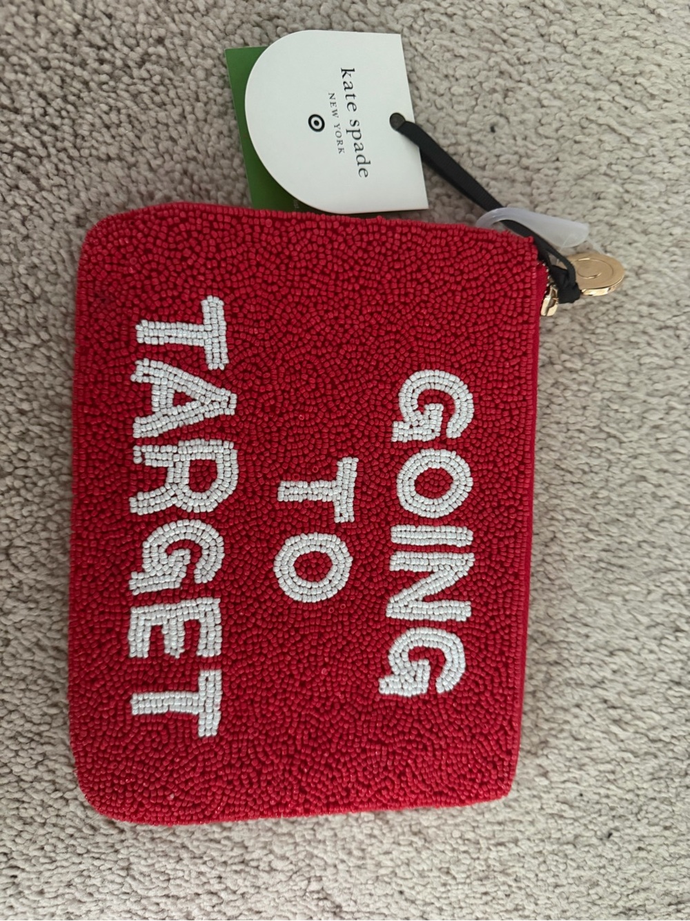 kate spade red beaded 'Going to Target' wristlet pouch